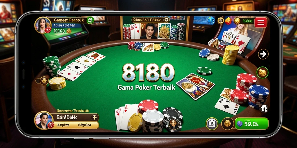 Screenshot gameplay 8180 menampilkan suasana seru saat permainan poker.