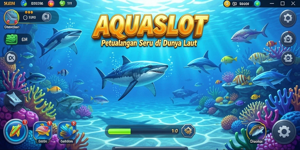 Tampilan aksi seru di bawah laut dalam AQUASLOT.