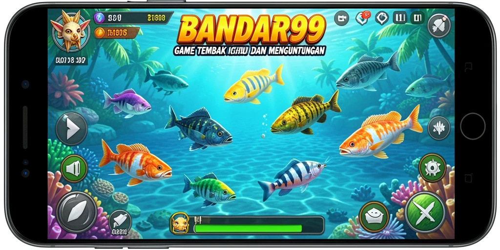 Screenshot gameplay BANDAR99 menampilkan serunya menangkap ikan.