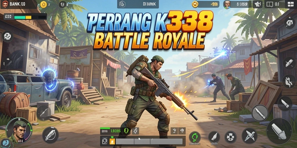 Tampilan gameplay seru dari BANK338 dalam laga Battle Royale.