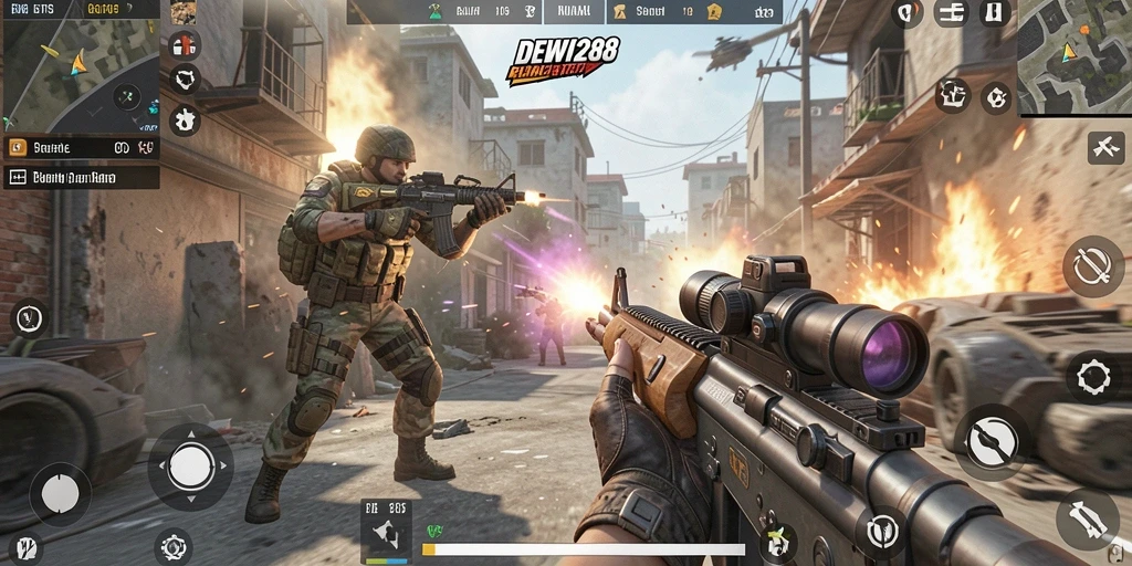 Tampilan gameplay seru dari DEWI288 dengan aksi tembak-menembak yang mendebarkan.