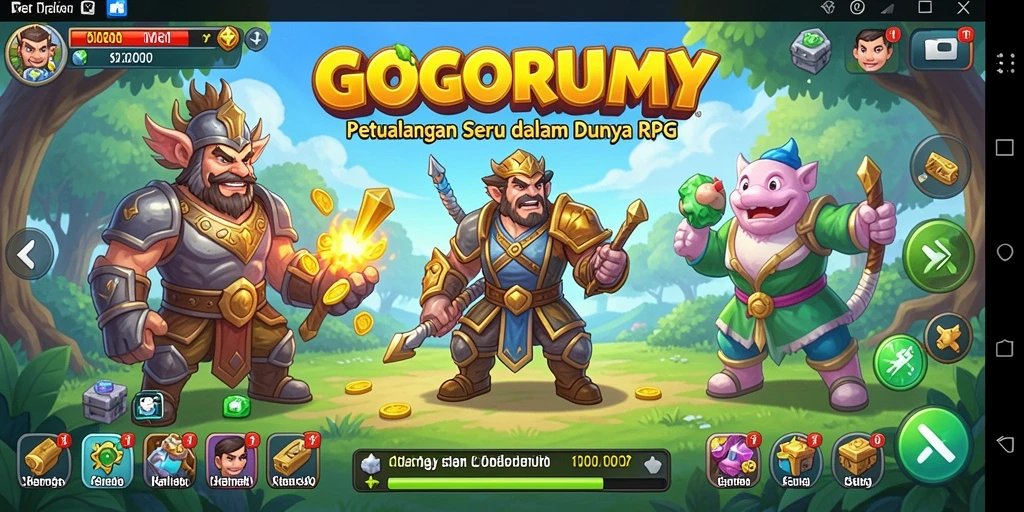 Screenshot gameplay RPG menampilkan karakter dalam pertempuran epik.