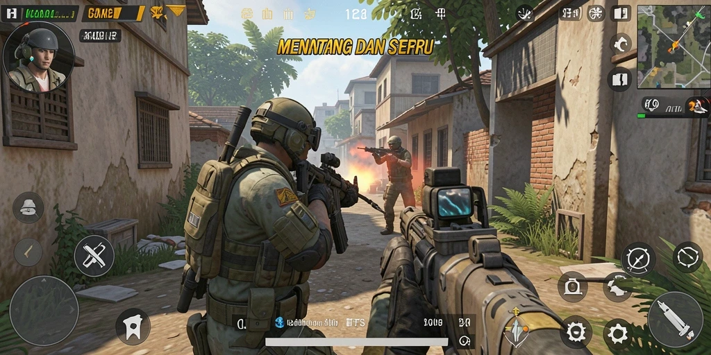 Screenshot gameplay KAKRP menampilkan aksi mendebarkan di medan perang.