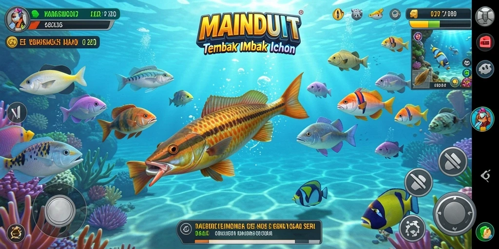Tampilan gameplay seru dari MAINDUIT saat menangkap ikan.
