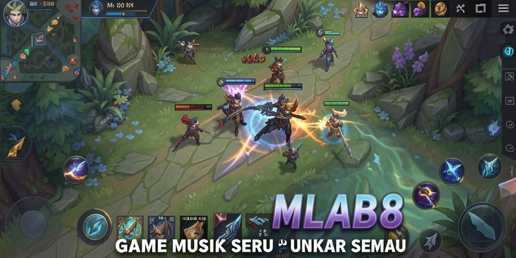 Tampilan gameplay seru di MLBB8 dengan berbagai lagu menarik.