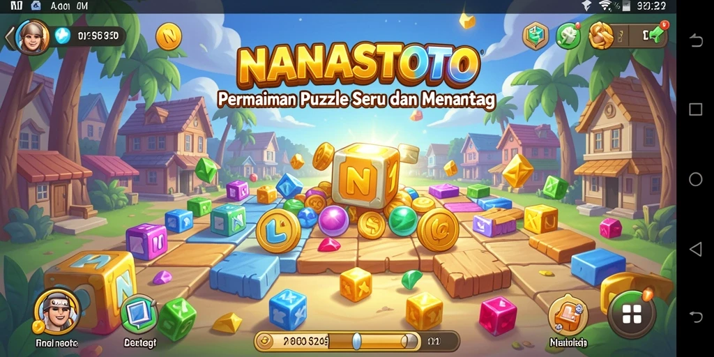 Screenshot NANASTOTO menampilkan gameplay Puzzle yang seru dan penuh warna.