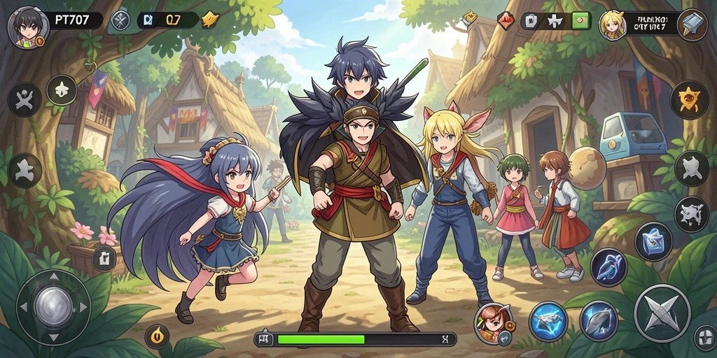 Tampilan menarik dari gameplay PT707 dengan karakter Anime yang dinamis.