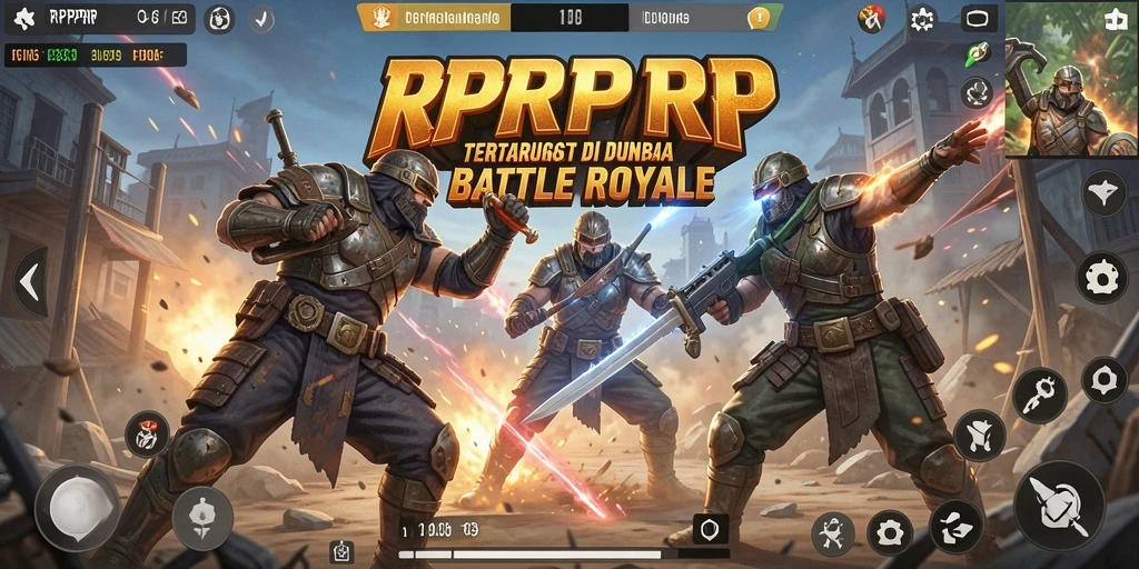 Tangkapan layar menunjukkan pertempuran seru dalam RPRPRP di arena Battle Royale.