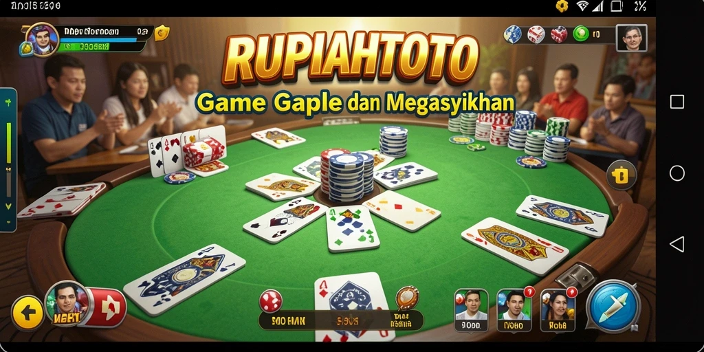 Tampilan screenshot RUPIAHTOTO dengan gameplay Gaple yang seru.