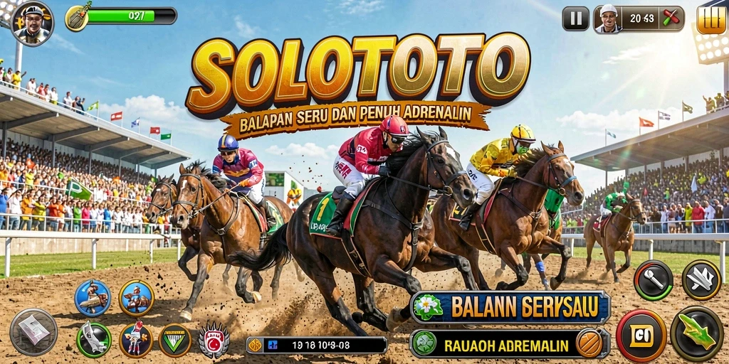 Screenshot gameplay racing SOLOTOTO dengan trek yang penuh tantangan.