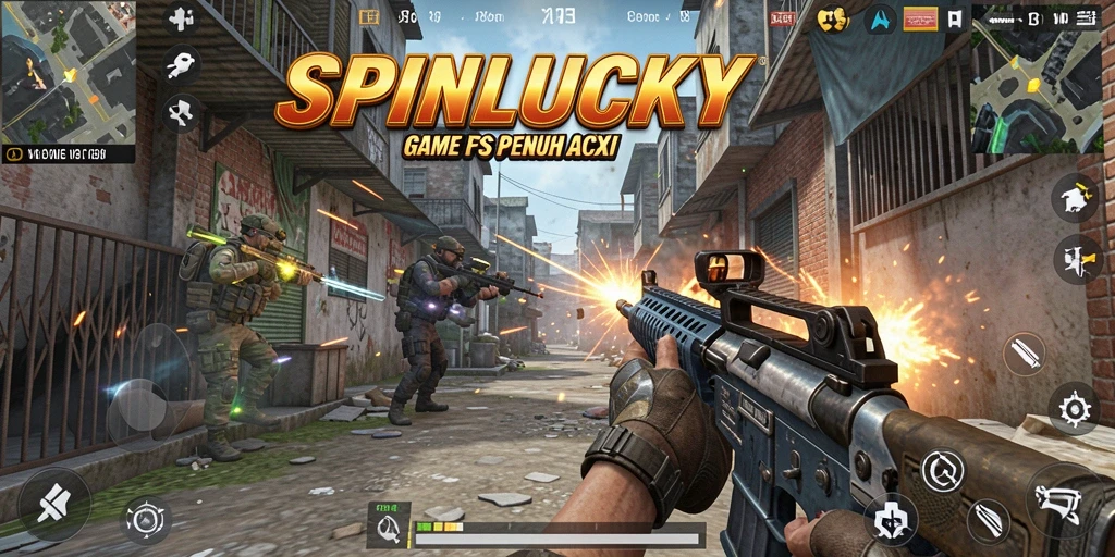Tampilan gameplay SPINLUCKY yang menegangkan dan mendebarkan.