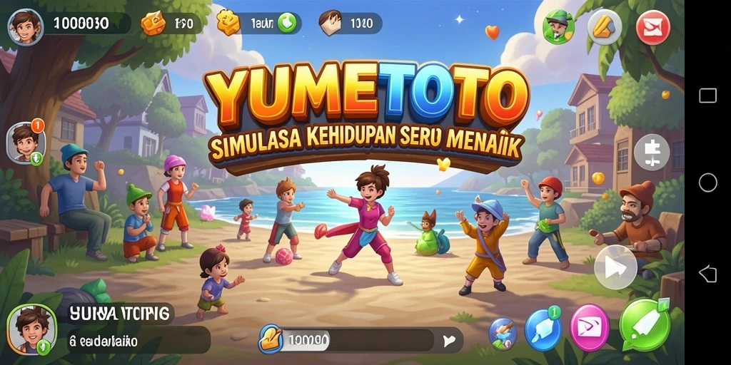 Screenshot gameplay YUMETOTO menampilkan momen interaksi karakter dan kegiatan sehari-hari.