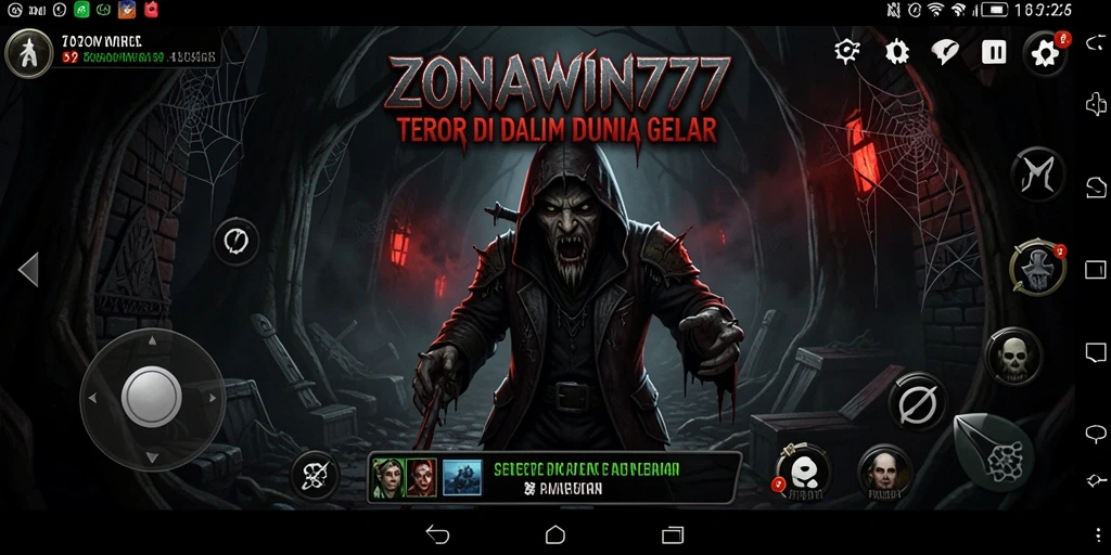 Gameplay ZONAWIN777 yang menampilkan suasana horror yang mencekam.